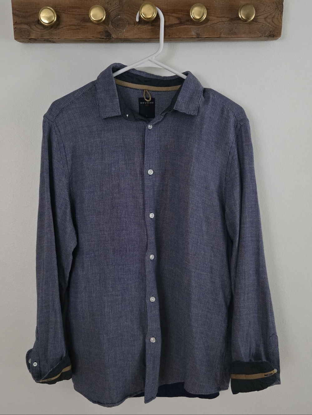 Devred Men's Blue Textured Long-Sleeve Button-Down Shirt